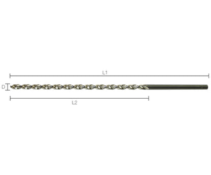 Labor Metaalboor DIN1869 HSS-G Geslepen TL-spiraal 3.2x170/250mm 1TS