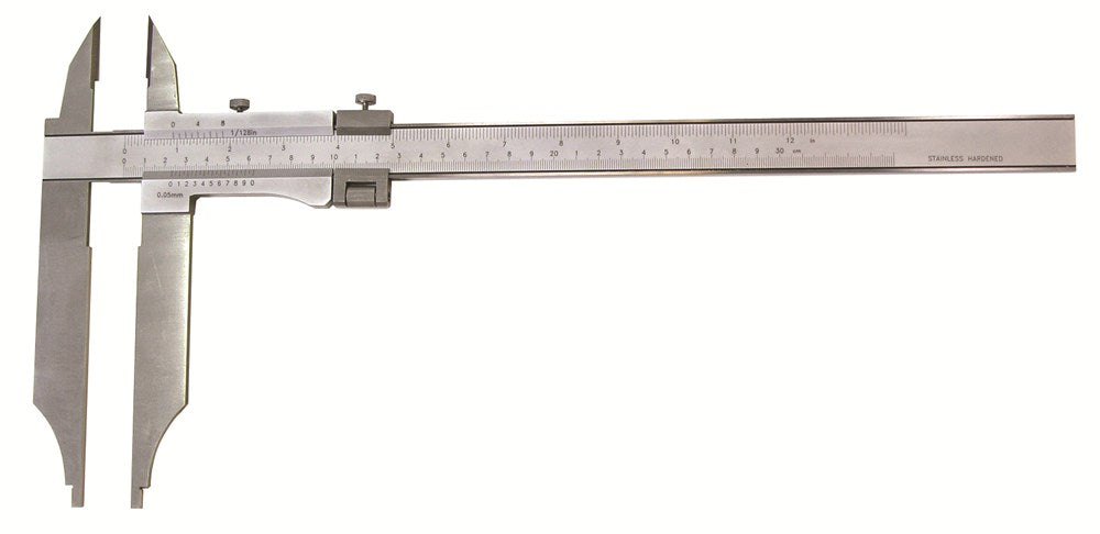 Werkplaatsschuifmaat 400x125mm fijn-inst. afl. 0,05+1/128" RVS m/punten