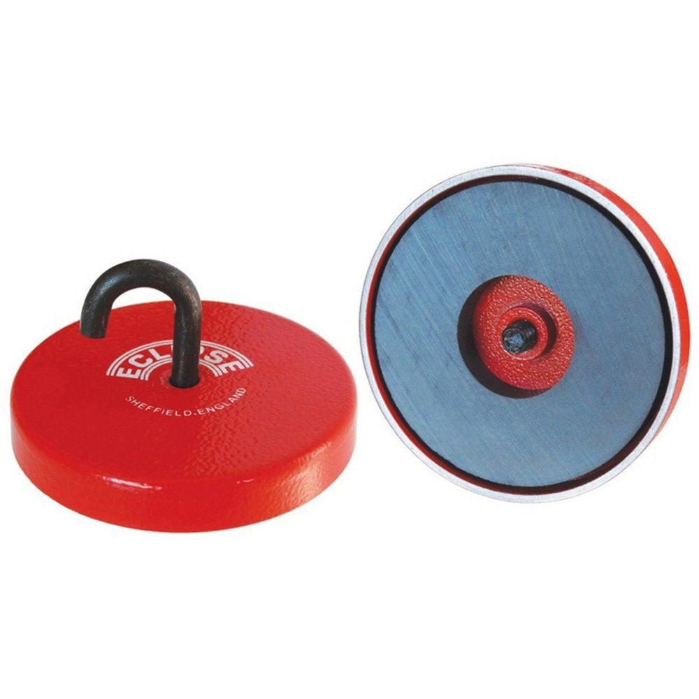 Platte busmagneet 46x10,7mm (M6) trekkr. Ferriet, met duim