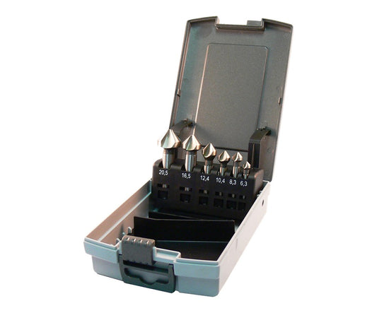 Labor Verzinkborenset DIN335c HSS-G Geslepen 6-delig kunststof 6.3-8.3-10.4-12.4-16.5-20.5mm 1DS