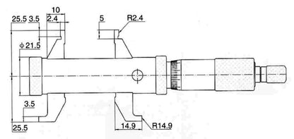Micrometer voor inwendig meten 5-55mm met dubbele snavel, nauwkeurigheid 0,005