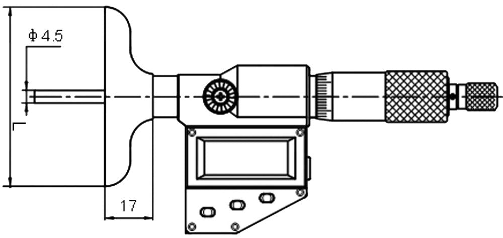 Digitale diepte micrometer 0-100mm 4 inserts