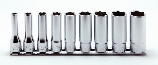3/8" 9 dlg set doppen op rail 12-kant