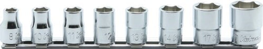 3/8" 9 dlg set doppen op rail