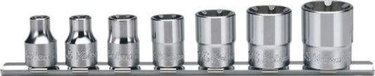 3/8" 7 dlg set doppen op rail WITHWORTH