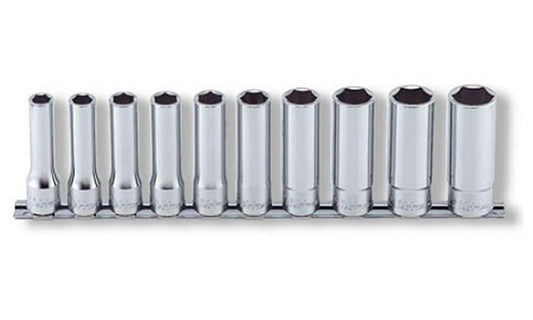 10 dlg. 1/2" lange doppen op rail 3/8-15/16"