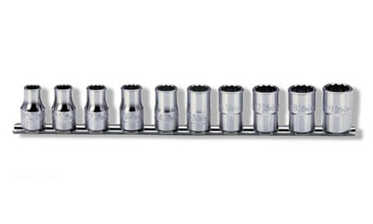 1/2" 10dlg set doppen op rail 10 tm 19mm
