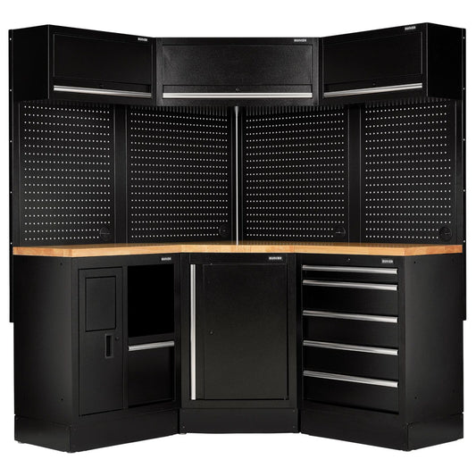 BUNKER 46cm Hoekopbergcombinatie met hardhouten werkblad, 18dlg (D32528)