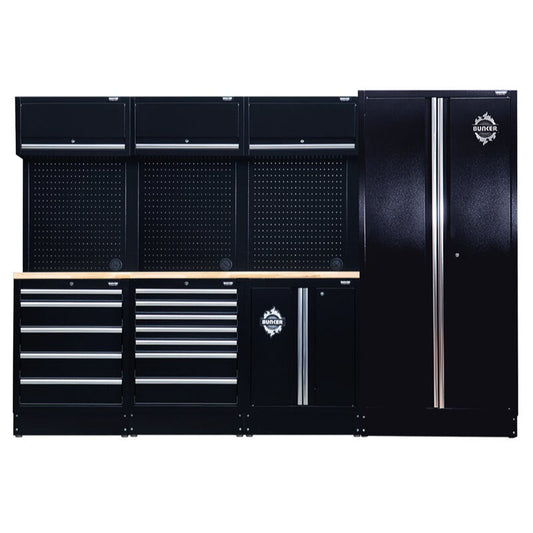 BUNKER 61cm Opbergcombinatie met hardhouten werkblad, 15dlg