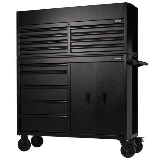 BUNKER Gereedschapswagen met topkoffer, 131cm, zwart
