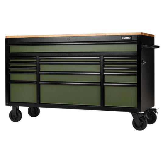 BUNKER Gereedschapswagen/werkbank, 155cm, groen