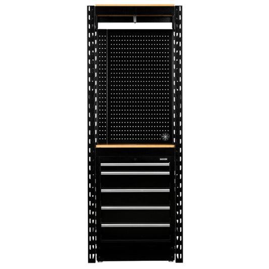 BUNKER Opbergrek met geperforeerde achterwand en 1 vloerkast, 750x2210x520mm (D32512)
