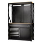 BUNKER Opbergrek met geperforeerde achterwand en 2 vloerkasten, 1500x2210x520mm (D28005)