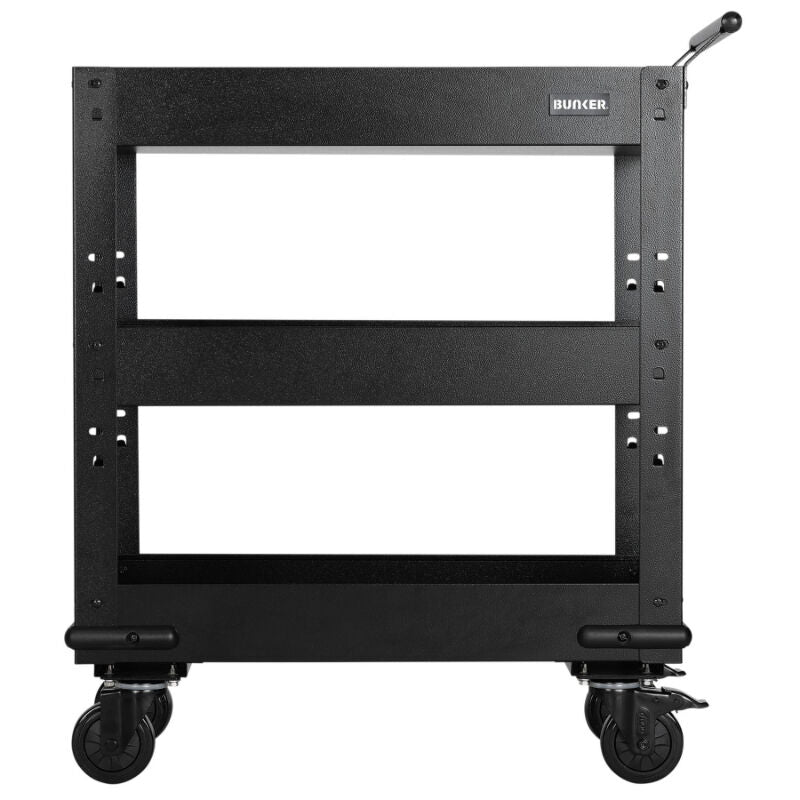 BUNKER Werkplaatstrolley met hardhouten werkblad, 3 schappen, 71cm (D11495)