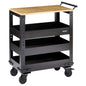 BUNKER Werkplaatstrolley met hardhouten werkblad, 3 schappen, 71cm (D11495)