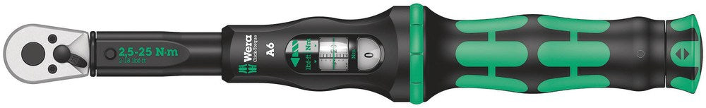 CLICK-TORQUE A 6 DRAAIMOMENTSLEUTEL MET OMSCHAKELRATEL, 1/4 DUIM ZESKANT, 2.5 - 25 NM