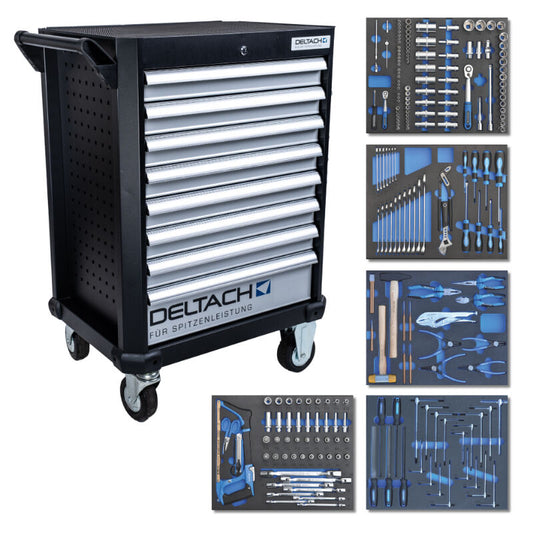 Gereedschapswagen D2-COMPACT, 5 laden gevuld in FOAM, 214dlg