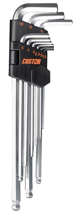 Inbussleutelset, extra lang, 9dlg
