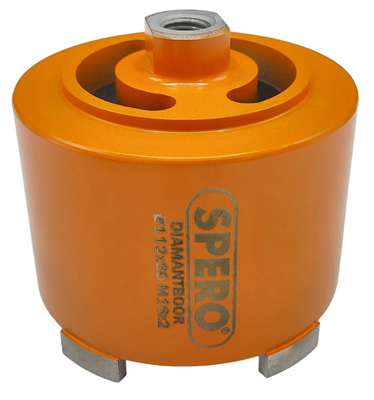 102mm x 60mm - M16(F) PRO Diamant Dozenboor 4 segmenten met achtersleuven t.b.v. stofadapter (droog gebruik)