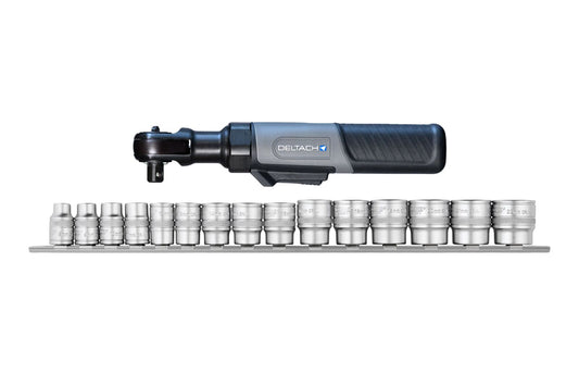 Mini 3/8" Ratelsleutel oplaadbaar + 3/8" Doppenrail, 15dlg