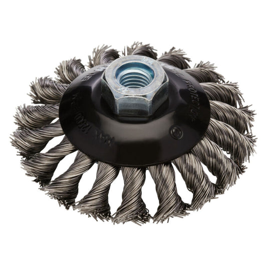 Schijfborstel conisch Ø100mm, M14, 12500rpm, gevlochten (R353021)