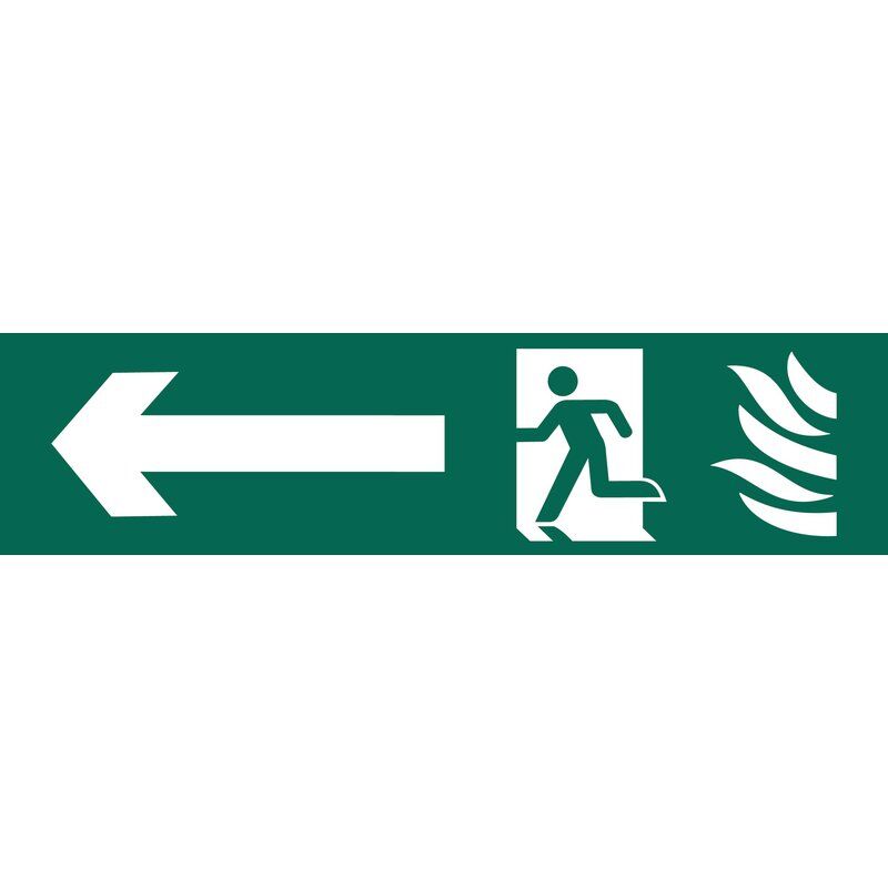 Waarchuwingsbord 'nood uitgang' links