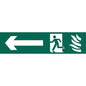 Waarchuwingsbord 'nood uitgang' links